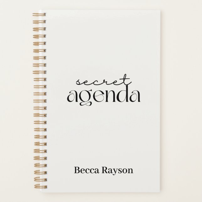 Agenda secreta planificador negro y blanco minimal (Anverso)
