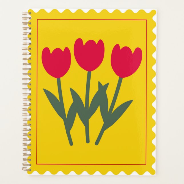 Agenda Sello floral verde amarillo para resoluciones (Anverso)