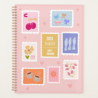 Agenda Sellos rosados modernos coqueta rosa linda