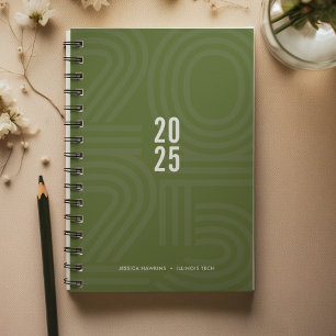 Agenda Semana Semanal de Espiral Verde Oscuro