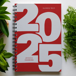 Agenda Semanal de espiral del año rojo oscuro sobrepasado