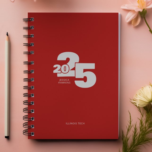 Agenda Semanal de espiral del año rojo oscuro sobrepasado (Subido por el creador)