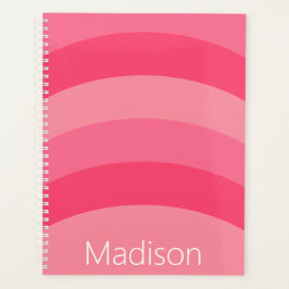 Agenda Sencillas bandas rosadas Nombre blanco