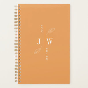 Agenda Sencillo y elegante Monograma Indio Amarillo