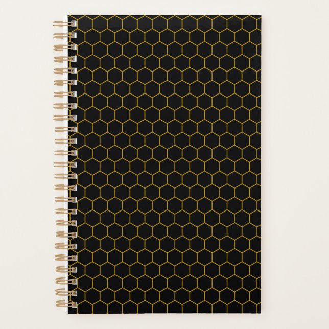 Agenda Sencillo y elegante patrón de abeja amarillo negro (Anverso)