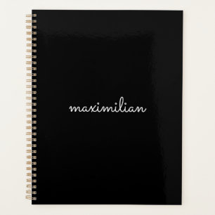Agenda Sencillo y lindo personalizado negro nombre de tex