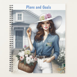 Agenda Señora Hermosa Llevando Flores Planes y Metas