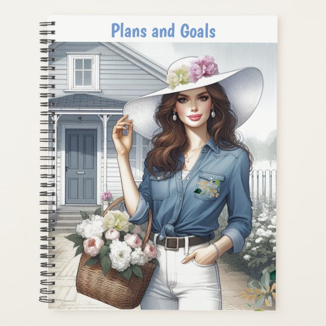 Agenda Señora Hermosa Llevando Flores Planes y Metas (Anverso)