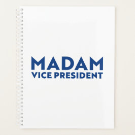 Agenda Señora vicepresidenta, tipografía moderna azul bla