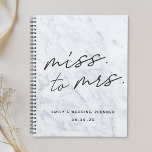 Agenda Señorita de mármol de escritura moderna para la Bo<br><div class="desc">Un cuaderno de planeamiento nupcial de bodas diseñado por un personalizado que incluye el diseño moderno de caligrafía "Miss a la Sra." sobre fondo de mármol gris.</div>