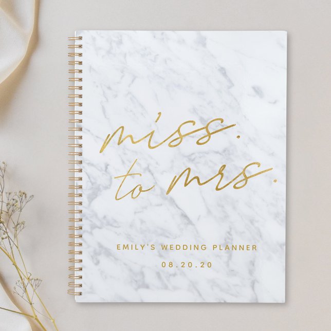 Agenda Señorita Marble con guión dorado para la Boda de n (Subido por el creador)
