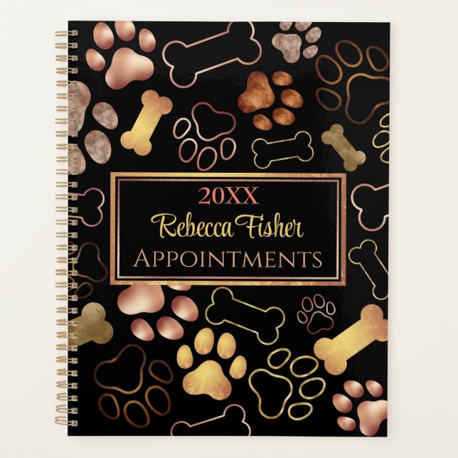 Agenda Sentado Mascota de época, Caminando Perro, Crecer, (Anverso)