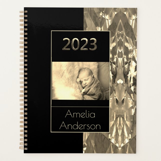 Agenda Sepia Negra y Oro Feliz Año Nuevo 2023 (Anverso)