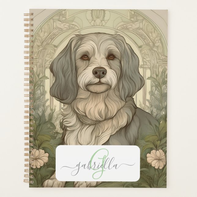 Agenda Serene Dog Planner con nombre y monograma (Anverso)