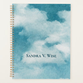 Agenda Serene Horizon Dreams Watercolor Azul y Blanco