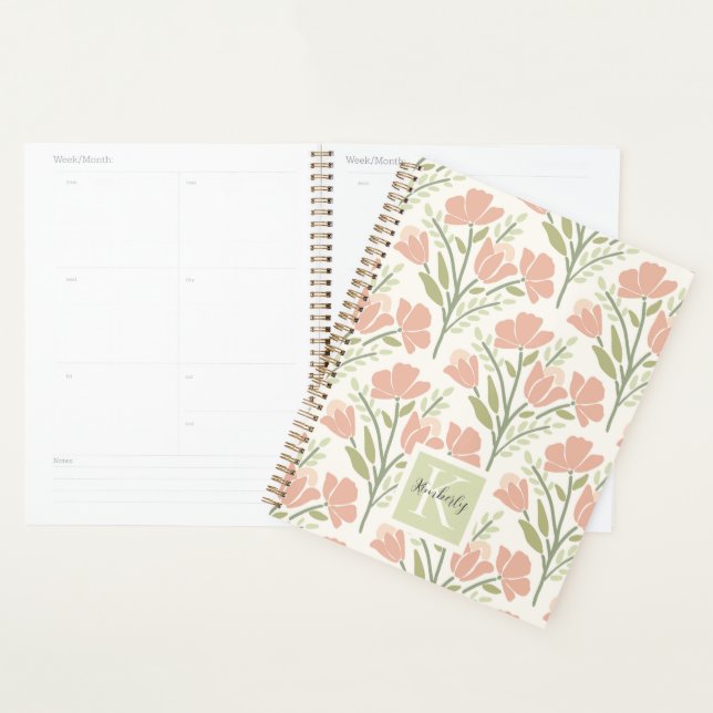 Agenda Serene Neutral Florals Monogramado (Demostración)