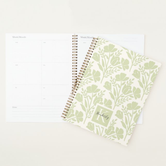 Agenda Serene Neutral Florals Monogramado (Demostración)