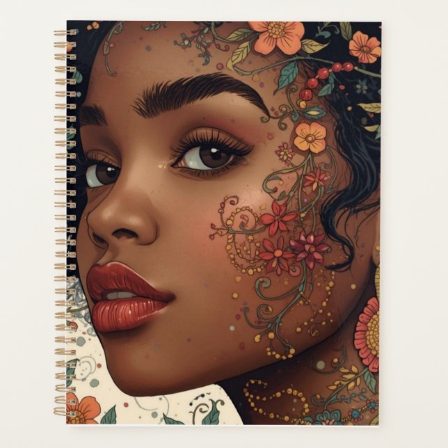 Agenda Serenity Noir Floral Afrocentric Notepad (Anverso)