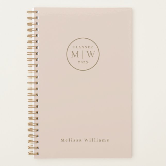 Agenda Serie semanal clásica elegante rosa mensual (Anverso)