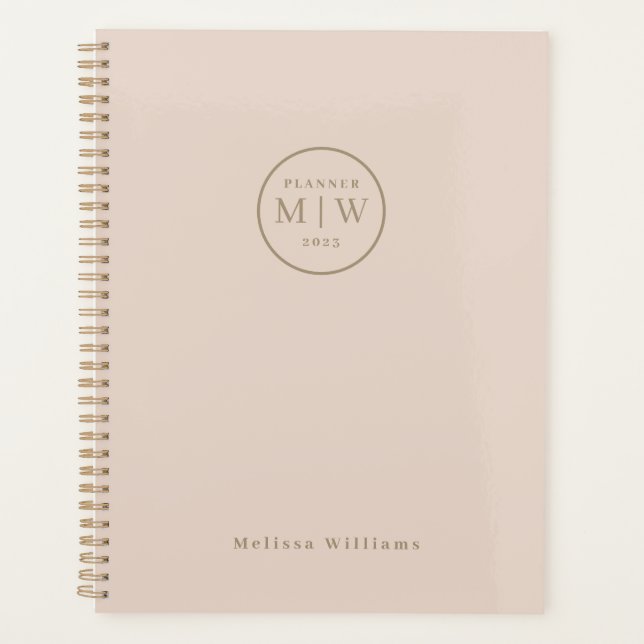 Agenda Serie semanal clásica elegante rosa mensual (Anverso)