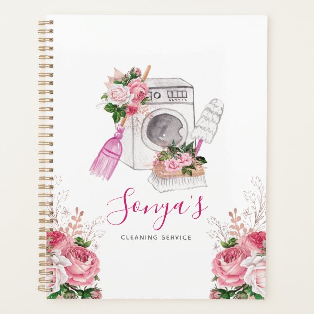 Agenda Servicio de Limpieza Floral Cute (Anverso)