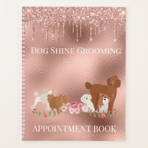 Agenda Servicios de Peluquería Canina con Brillo Rose Gol