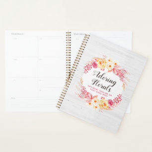 Agenda Shabby Chic Rosas y Rustic Wood Rubor Floral rosa