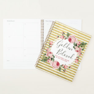 Agenda Shabby Chic Vintage Rosas y bandas de oro modernas