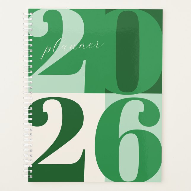 Agenda Shades of Green Bold Year Color Block Planner (Anverso)