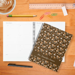 Agenda Shelties Shetland Sheepdog Pattern Brown Planner