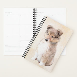 Agenda Shetland Sheepdog Puppy Pintura Original Perro Art