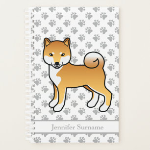 Agenda Shiba Inu Rojo Perro De Dibujos Animados Lindo Y H