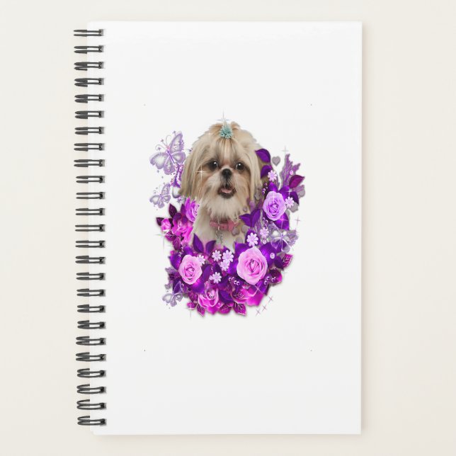 Agenda Shih Tzu Dog Purple Rose Flower Floral Gift (Anverso)