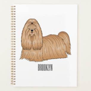 Agenda Shih tzu long hair dog cartoon illustration