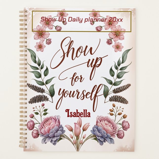 Agenda “Show Up for Yourself” with Custom Name (Anverso)