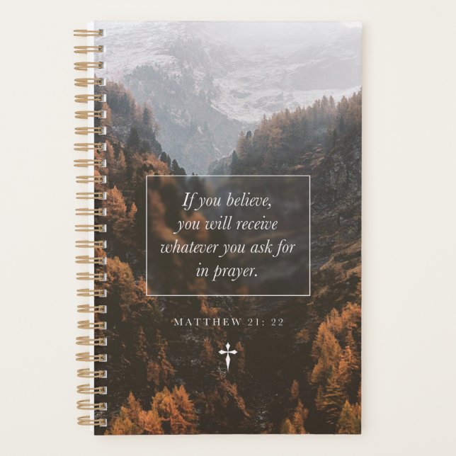 Agenda Si crees que Mateo 21: 22 Faith Bible Verse (Anverso)