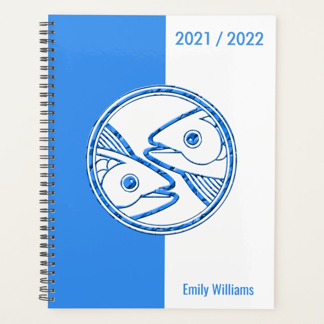 Agenda Signo de estrella de zodiaco azul de año personali (Anverso)