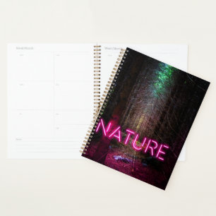Agenda Signo de neón magenta de la naturaleza misteriosa 