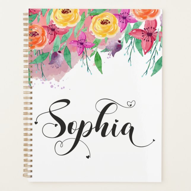 Agenda Signo de nombre Sophia caligrafía floral Sophia be (Anverso)