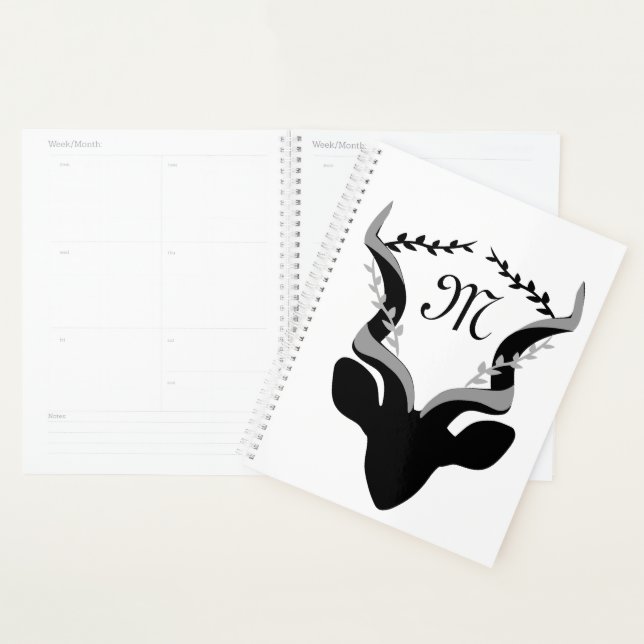 Agenda Silhouette Antelope oscuro con Monograma personali (Demostración)
