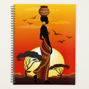Agenda Silhouette de una bella mujer africana sobre los S