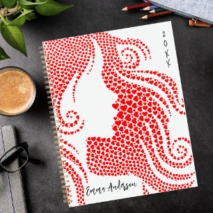 Agenda Silhouette personalizado en el corazón rojo Bon