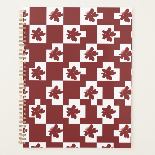 Agenda Silhueta de flores em padrão. (Anverso)