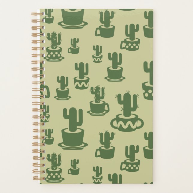 Agenda Silueta de cactus suculenta en tazas y macetas (Anverso)