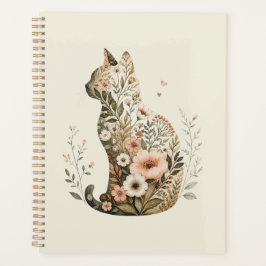 Agenda Silueta de gato floral boho flor silvestre
