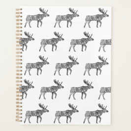 Agenda Silueta morada ornamental blanca y negra