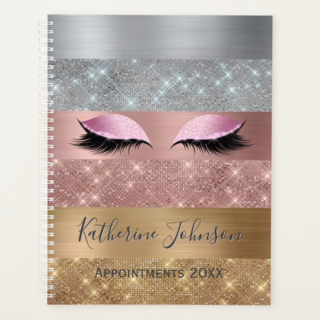Agenda Silver Gold Rosa Gold Purpurina 2024 Salón de bell (Anverso)