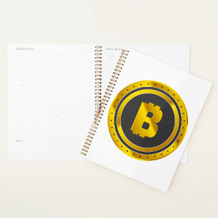 Agenda Símbolo de Bitcoin de oro Moneda digital