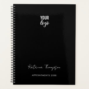 Agenda Símbolo de firma blanco negro para logotipo de neg
