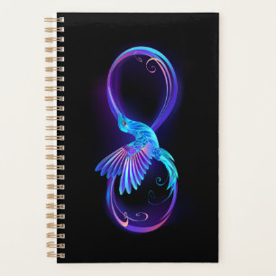 Agenda Símbolo de infinito neón con colibrí brillante